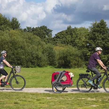 Radurlauber mit Hund unterwegs auf der Emsland-Route ©Emsland Tourismus GmbH – XL.jpg