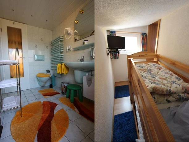 Bad (links) und Kinderzimmer (rechts)