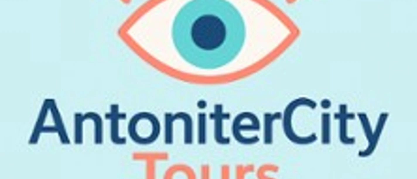 Logo von AntoniterCity Tours mit stilisiertem Auge und dem Motto "Köln mit anderen Augen".