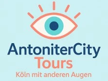 Logo von AntoniterCity Tours mit stilisiertem Auge und dem Motto "Köln mit anderen Augen".