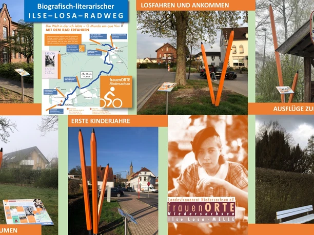 Ilse-Losa-Radweg Stationsuebersicht Literarischer Fahrradweg "Ilse-Losa-Radweg" in einer ländlichen Umgebung.