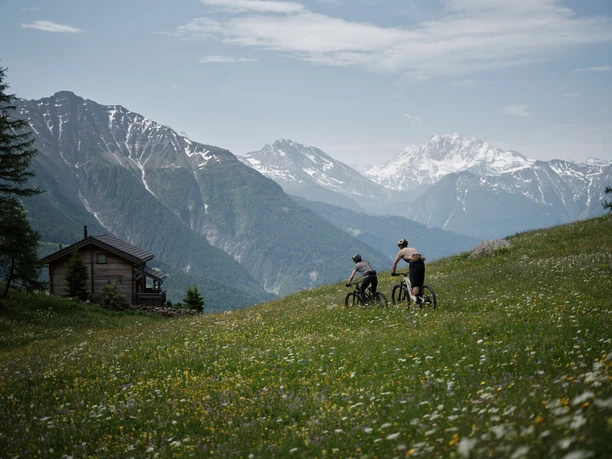 Mountainbiken im Sommer in der Aletsch Arena auf dem Enduro Riederalp Trail Mountainbiken im Sommer in der Aletsch Arena auf dem Enduro Riederalp Trail