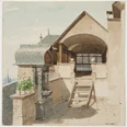 Watercolor Belvederchen of the House Goldene Waage Watercolor of the Belvederchen at Goldene Waage, 1862 by C. T. Reiffenstein