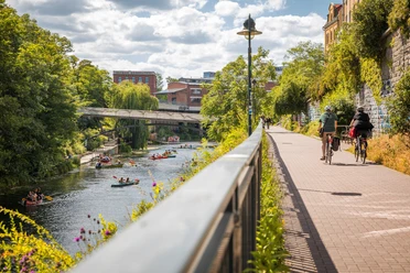Radfahren am Karl-Heine-Kanal
