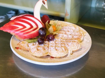 Waffel in der kleinen Teestube