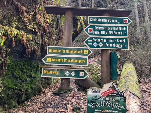 Radwege-Beschilderung im Nationalpark Sächsische Schweiz