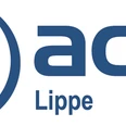 2018 11 Logo ADFC LIPPE.jpg Logo des ADFC Lippe mit blauen Buchstaben und orange-blauem Kreissymbol links daneben.