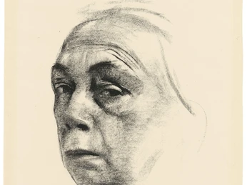 Kaethe-Kollwitz-Selbstbildni_07-kn-209-b-kkmk.jpg Selbstbildnis von Käthe Kollwitz. Das markante Gesicht wirkt nachdenklich und ernst.Self-portrait by Käthe Kollwitz. The striking face appears pensive and serious.