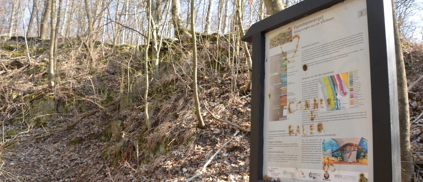 Infostele Flammenmergelsteinbruch auf dem Geopfad Salzgitter-Bad