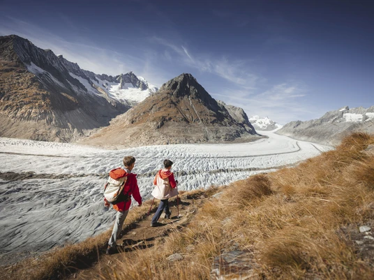 Herbstwanderung am Grossen Aletschgletscher Herbstwanderung am Grossen Aletschgletscher