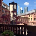 View from Römer balcony of old town and Frankfurt skyline