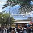 Foodtopia at MyZeil Busy MyZeil entrance with modern glass facade