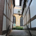 Fachwerkpatt Blick aus einer Gasse