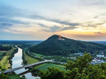 Porta-Kanzel Ausblick blaue Stunde Porta-Kanzel Ausblick Abenddämmerung