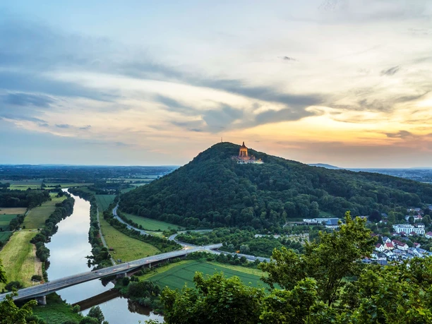 Porta-Kanzel Ausblick blaue Stunde Porta-Kanzel Ausblick Abenddämmerung