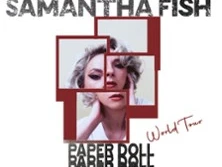 Album-Cover von Samantha Fishs "Paper Doll World Tour" mit ihrem Porträt in überlappenden Quadraten.