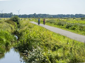 Bremen Wümmeniederung Radfahrer fahren durch die WümmeniederungCyclists ride through the Wümmen lowlandsCyklister kører gennem Wümmens lavlandFietsers rijden door het laagland van Wümmen