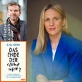 Zwei Personen posieren professionell. Links davon ist ein Buchcover mit dem Titel "Das Ende der Wahrheit?".