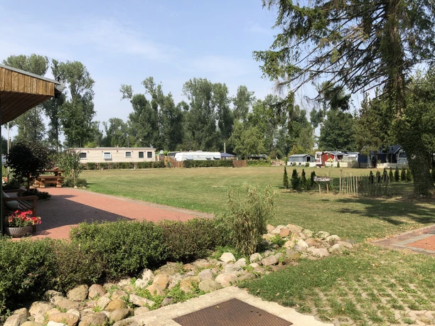 Natural campsite "Im Braucke" with spacious meadow, adjacent trees and caravan pitches.