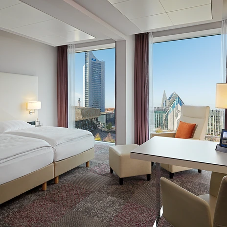 Premium double room at the conference hotel Radisson Blu Hotel Leipzig | Leipzig Convention Bureau