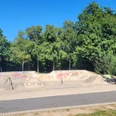 Skateranlage an der Kreissporthalle Lübbecke Die Skaterbahn in Lübbecke ist umgeben von üppigen Bäumen und bunter Graffiti-Kunst. Farbige Graffitis zieren die Rampen und Wände, während das grüne Gras und der strahlend blaue Himmel eine angenehme Kulisse bilden.