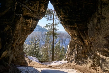 Kleinsteinhöhle Sächsische Schweiz im Winter