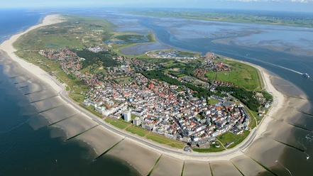 Promenade Hafen – Weststrand – Kaiserwiese – Nordstrand Luftbild der Promenade vom Hafen zum Nordstrand
