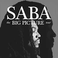 Schwarzweiß-Porträt von SABA mit dreadlocks, seitlich gedreht, Aufschrift "the BIG PICTURE tour".