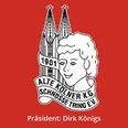 Wappen des Karnevalsvereins Alte Kölner KG Schnüsse Tring mit stilisierter Frau und Kölner Dom.