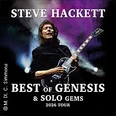 Steve Hackett spielt Gitarre auf einer dunklen Bühne, umgeben von bunten Lichteffekten.