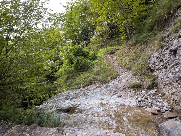 Wanderweg führt über kleine Bächer