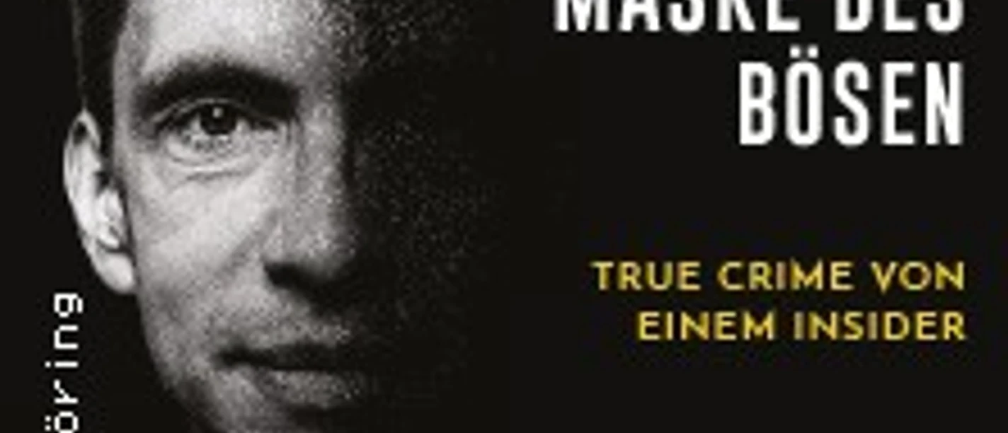 Halb im Schatten liegendes Männerporträt neben Titel und Text zu einem True-Crime-Format