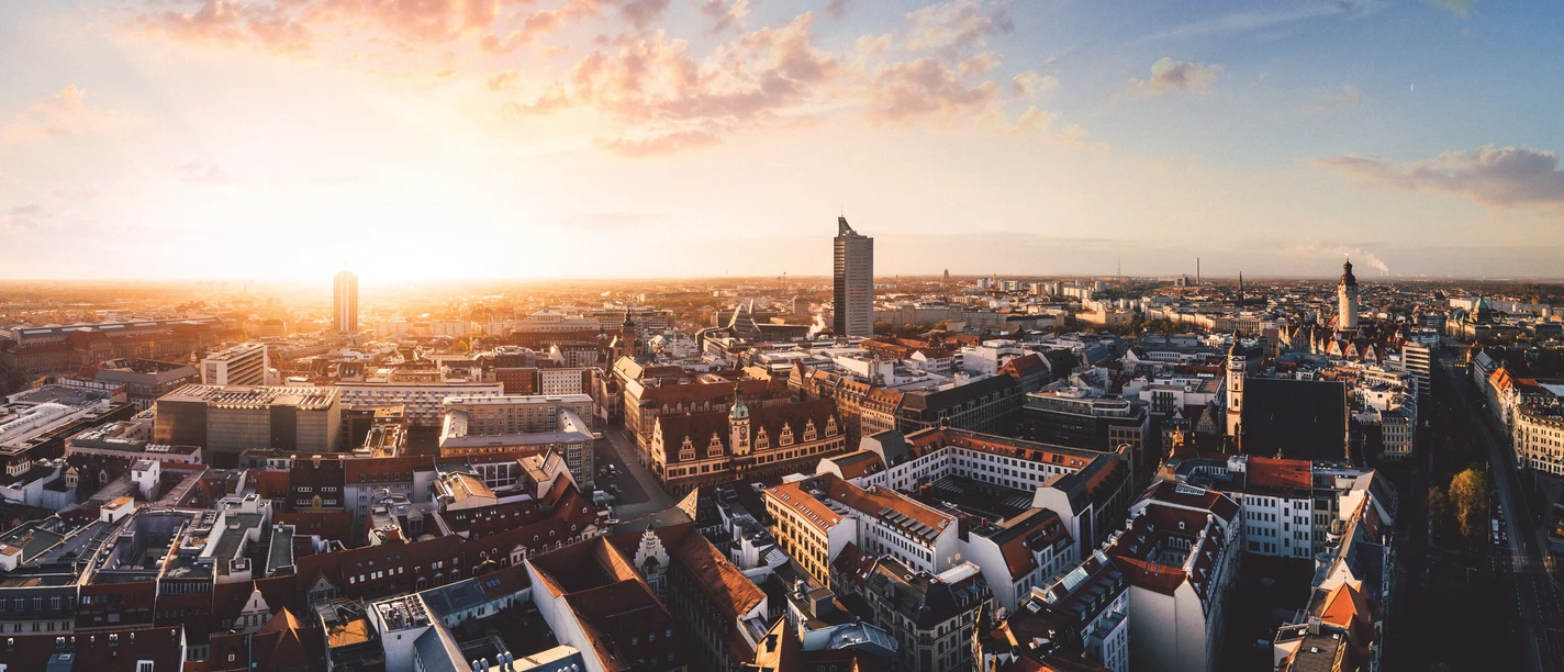 Panoramic view of the Leipzig skyline | Leipzig Convention Bureau Panoramic view of the Leipzig skyline – presented by the Leipzig Convention Bureau