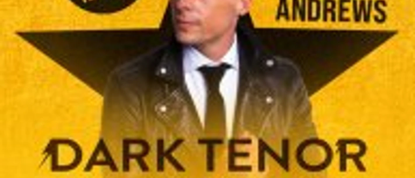 symphonica_lingen.jpg Porträt von Sänger Billy Andrews vor gelbem Hintergrund mit Stern und Schriftzug Dark Tenor Symphonica