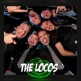 Sechs lachende Männer in Schwarz, von oben fotografiert, bilden The Locos-Bandkreis.