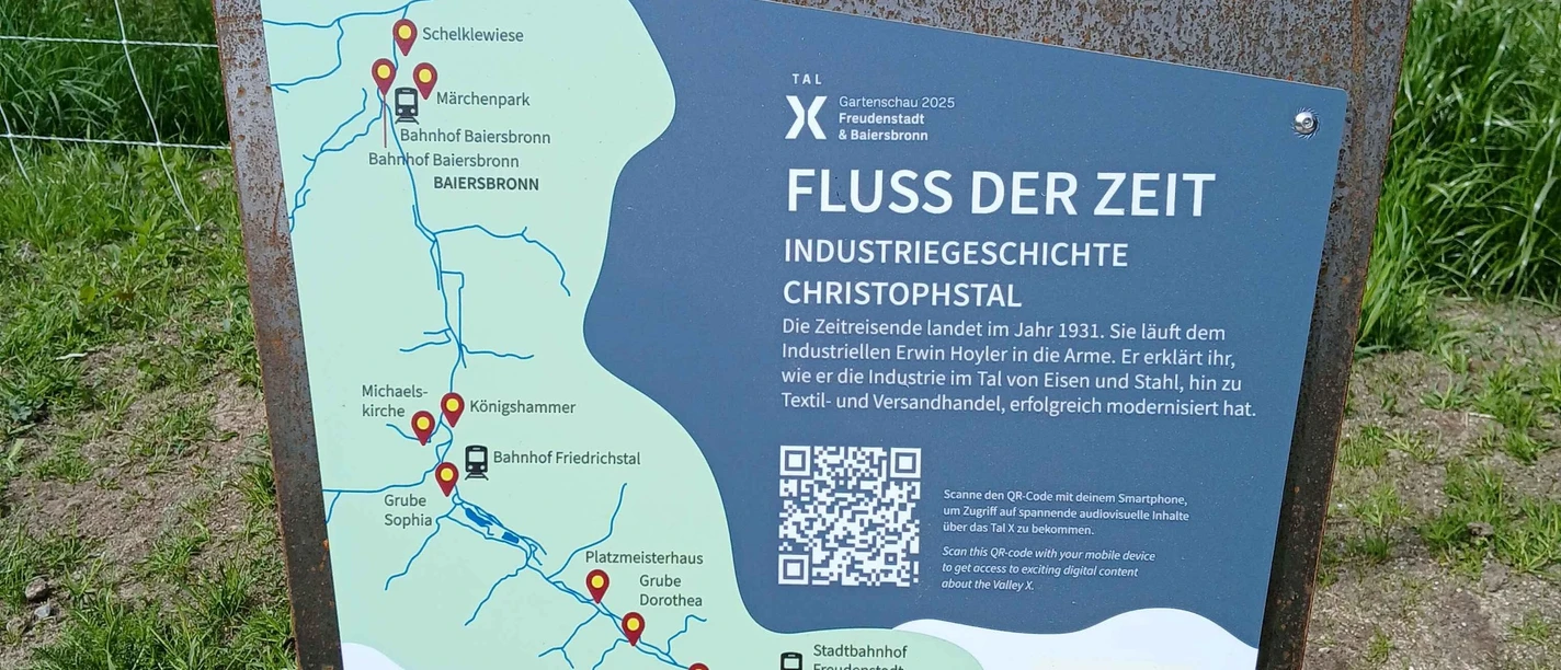 Stele Fluss der Zeit "Industriegeschichte Christophstal"