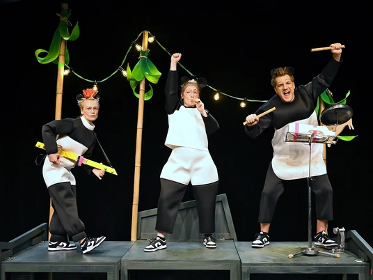 Panda Pand.jpg Das Bild zeigt die Band Panda-Pand: Drei Erwachsene im Pandabär-Kostüm.