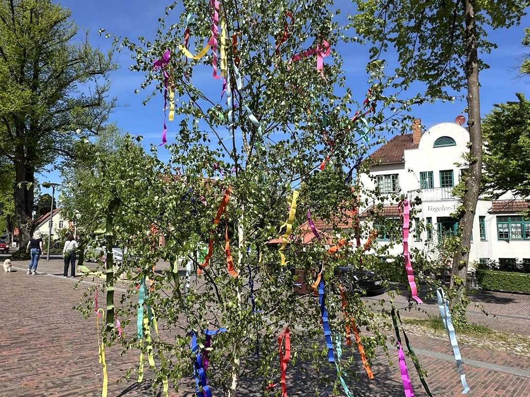 Maibaum auf dem Dorfplatz