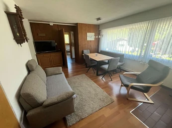 Wohnzimmer mit Sofa und Esstisch