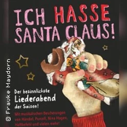Poster eines weihnachtlichen Liederabends mit einem gebrochenen Schokoladen-Weihnachtsmann.