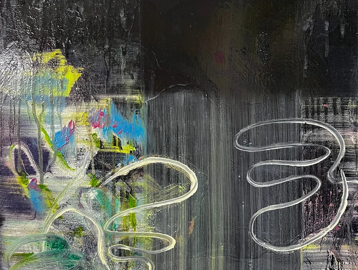 Romuald Etter ZWIELICHTECHO Öl und Acryl auf Stoff, auf Leinwand 80x60 cm 2025