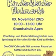 Kinderkleiderflohmarkt.jpg Plakat für Kinderkleiderflohmarkt am 9. November 2025 in Apen mit Infos und bunten Kindersymbolen
