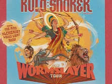 Cover der Kula Shaker 'The Wormsayer Tour', mit farbenfrohem, fantasievollem Design.