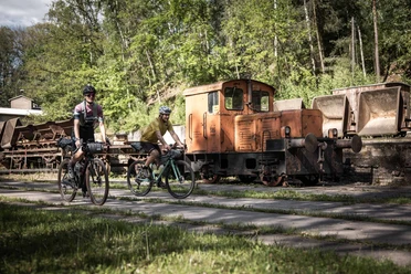 Mit den Rädern im Feldbahnmuseum Herrenleithe