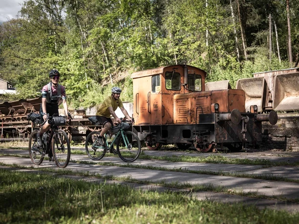 Mit den Rädern im Feldbahnmuseum Herrenleithe
