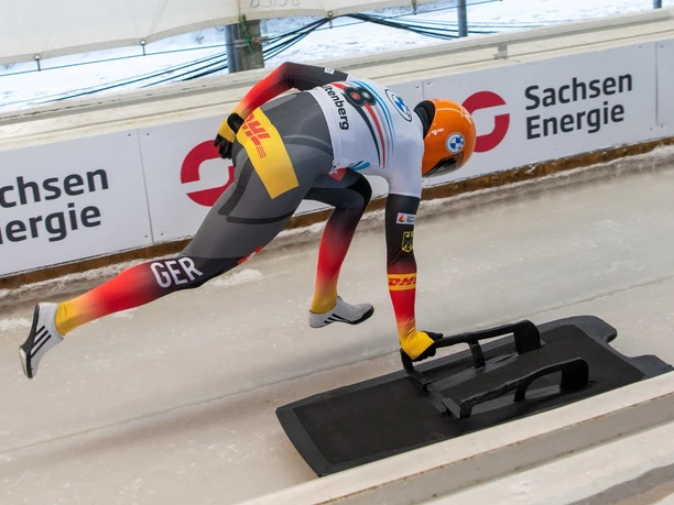 Skeleton am Start in Altenberg