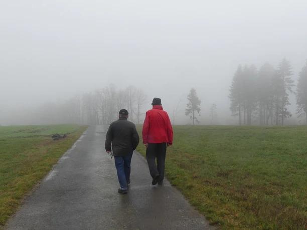 Wanderer auf der Höhe beim Dülfershof