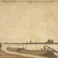 Lambert Doomer, Der Rhein bei Mülheim mit Blick auf Köln Rheinlandschaft bei Mülheim (um 1663): Ruhig gleiten Boote auf dem Fluss, Kölns Silhouette im Hintergrund erkennbar.Rhine landscape near Mülheim (around 1663): Boats glide calmly along the river, Cologne's silhouette recognizable in the background.