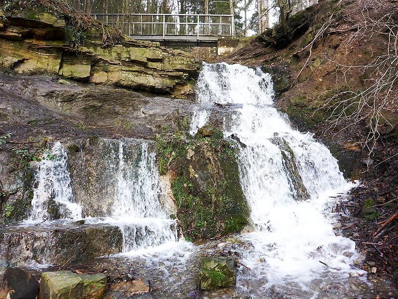 Wasserfall am grünen See