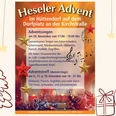 Hüttendorf Plakat mit Informationen zum Heseler Advent im Hüttendorf mit Musik, Glühwein und AdventstreffPoster with information about the Heseler Advent in the hut village with music, mulled wine and Advent get-togetherPlakat med information om Heseler Advent i hyttebyen med musik, gløgg og adventshyggeAffiche met informatie over de Heseler Advent in het huttendorp met muziek, glühwein en adventsbijeenkomst